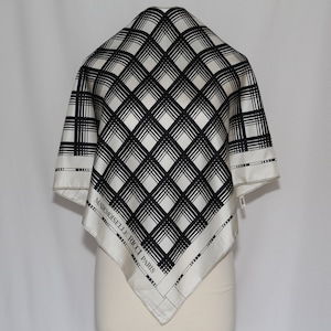Rare! Authentic 60s Made in France MADEMOISELLE RICCI PARIS silk twill scarf vintage black white Classic!