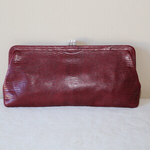 Auténtico bolso de mano LAMBERTSON TRUEX de piel de lagarto esmaltada auténtica color burdeos