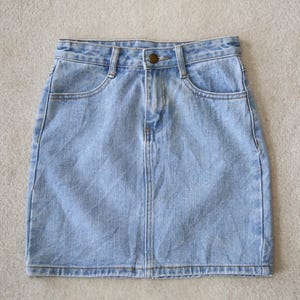 Authentic 100% cotton denim mini pencil skirt vintage blue
