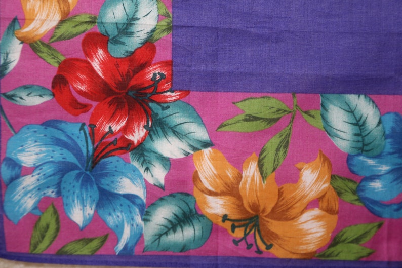 Authentic NWT Hanae Mori designer cotton scarf neckerchief vintage floral image 3
