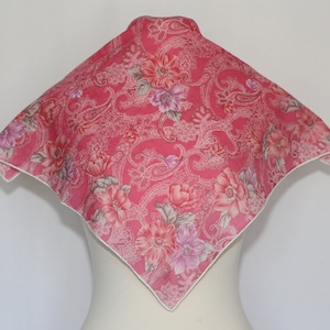 Authentic Lancetti hand rolled cotton scarf neckerchief vintage Paisley pink