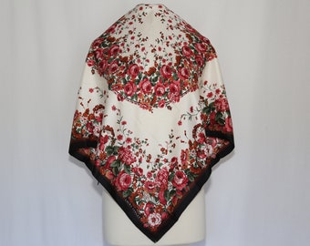Authentic 80s Laura Ashley silk twill scarf vintage floral black borders