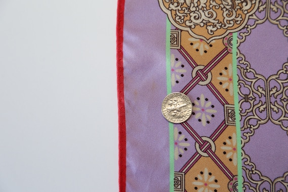 Authentic Versace silk twill scarf pink purple bl… - image 5