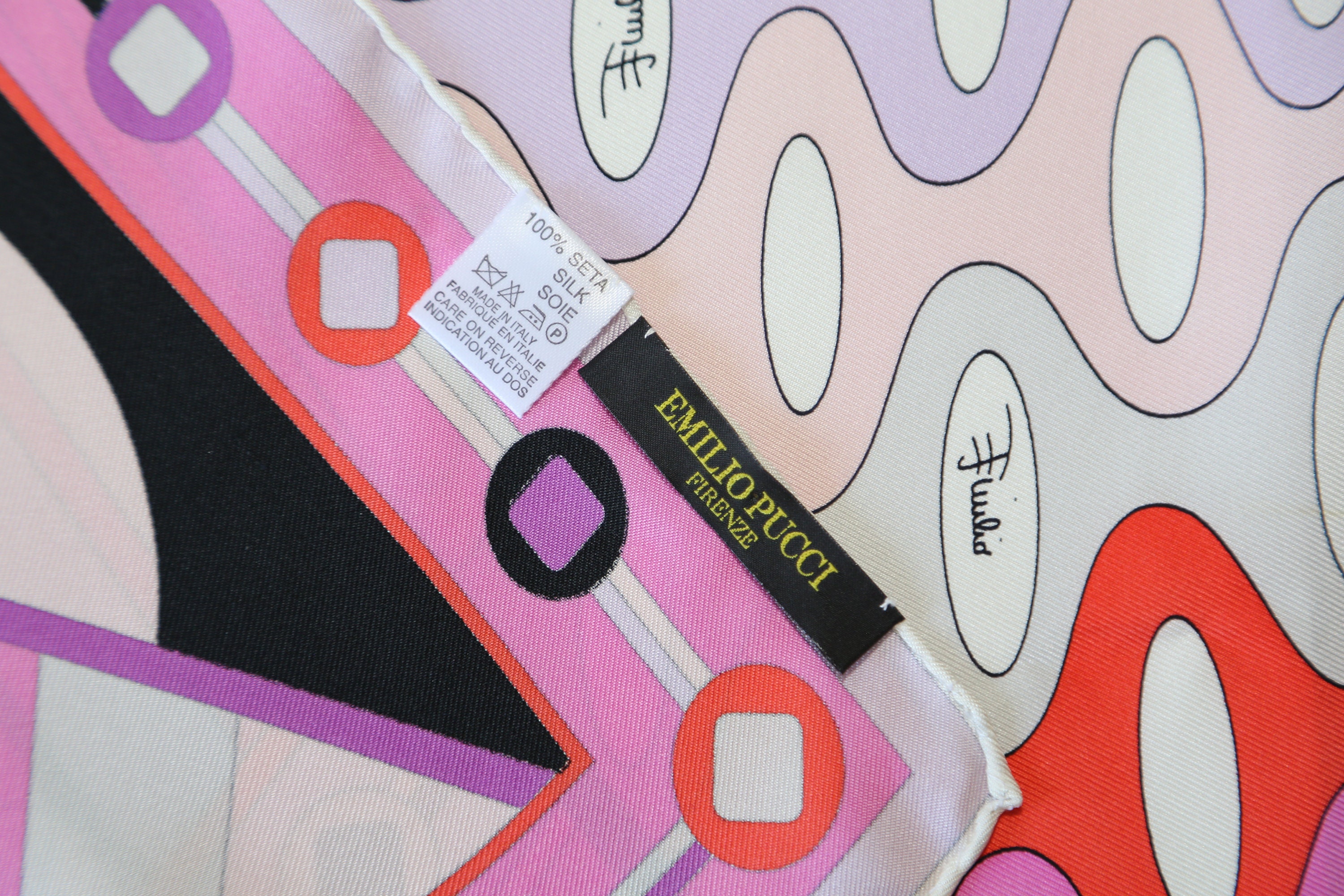 Authentic EMILIO PUCCI 100% silk square scarf vintage print abstract  geometric