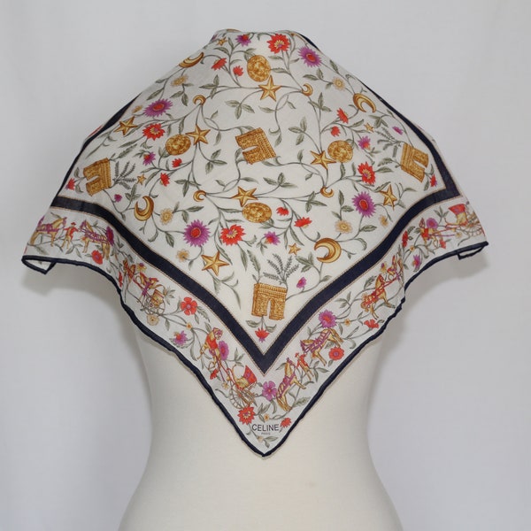Authentic Celine Paris Arc de Triomphe vintage cotton scarf neckerchief