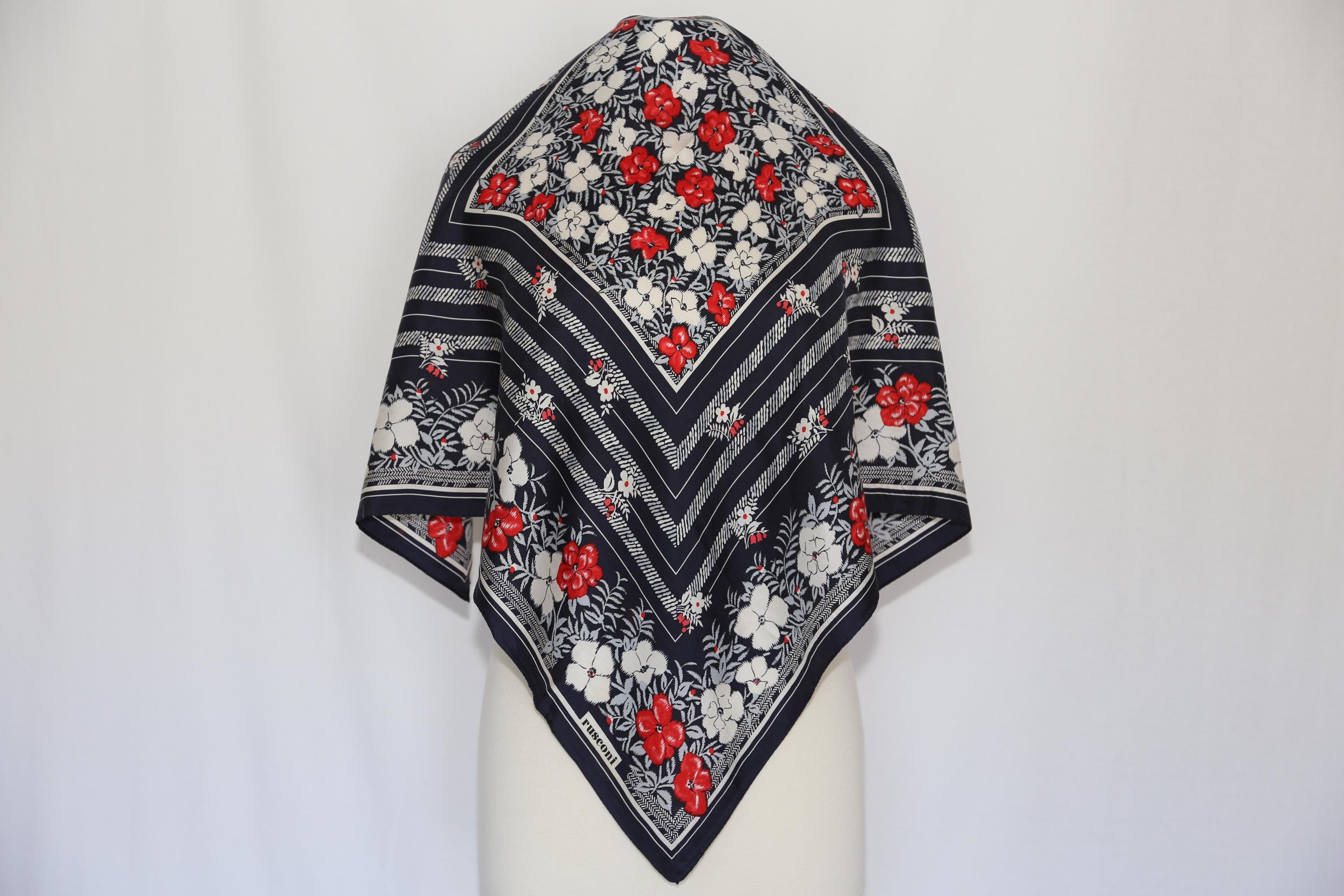 Authentic rusconi vintage silk twill scarf floral