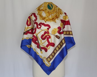 Authentic 70s LONGCHAMP Made in COMO Italy silk twill scarf vintage