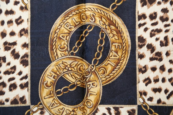 Authentic Carlos Falchi designer cotton scarf nec… - image 3