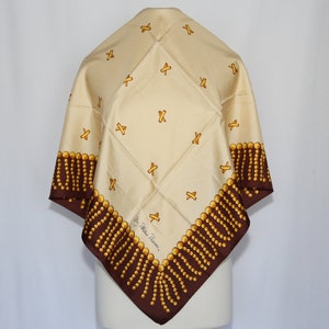 Authentic Paloma Picasso X logo jeweled silk twill scarf luxury designer vintage Mear Mint