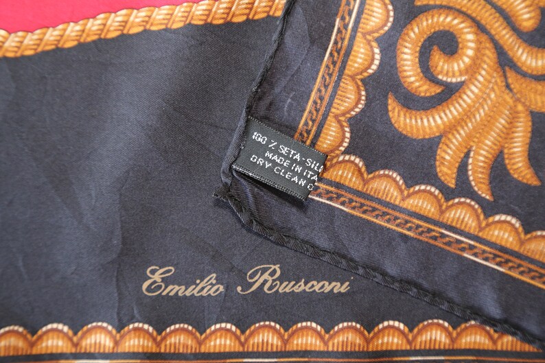 Foulard En Soie Vintage Saldarini & Rusconi - Motif Empreinte Animale Multicolore - Très Bon état - Accessoire Luxe