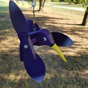 Purple Hummingbird Mini Whirligigs