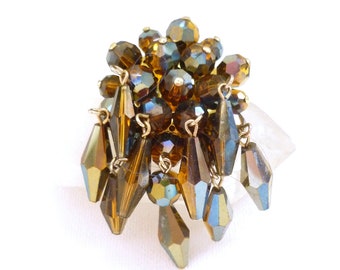 Broche Vintage XXL En Argent Et Ambre - Bijou Ancien Occasion