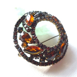 Weiss brooch 60s - original brooch - rhinestone brooch - amber crystal brooch - Weiss jewelry - vintage evening jewelry
