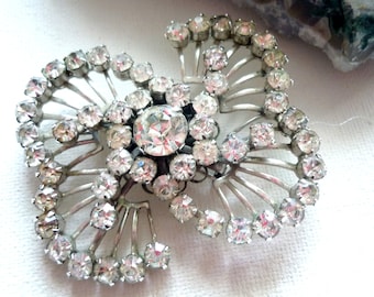 60s brooch - original brooch - rhinestone brooch - clear crystal brooch - collection brooch