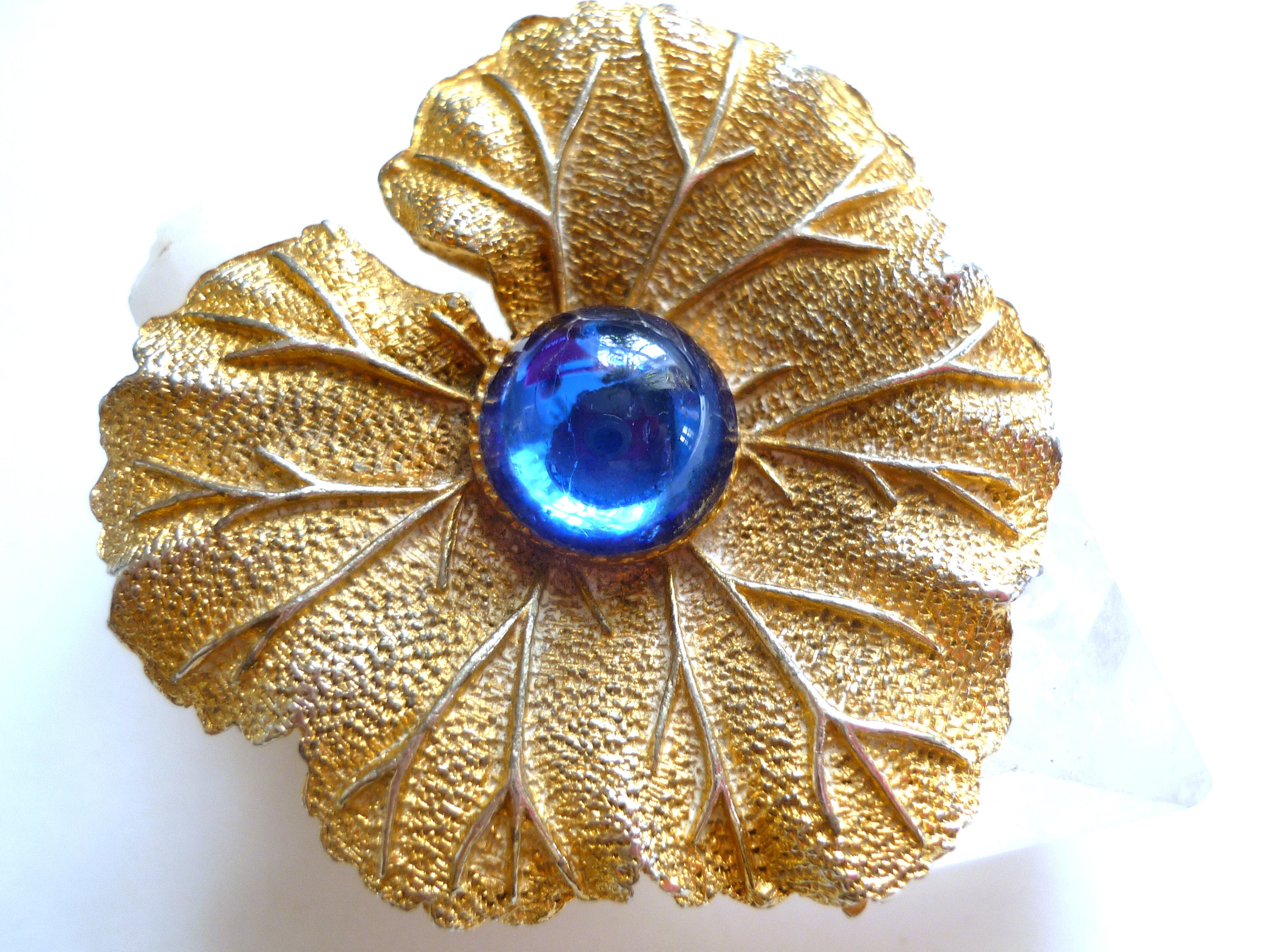Grande Broche Vintage En Cuivre Et émaux - Années 60, Largeur 13 Cm, Occasion