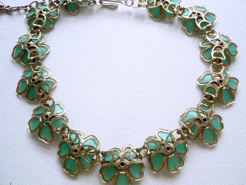 Collier vintage fleurs turquoises collier chaine ronde couleur or collier articulé image 3