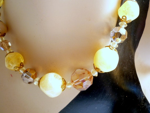 SAUTOIR CRISTAL VINTAGE : Collier Long Cristal Doré - Style Rétro Translucide