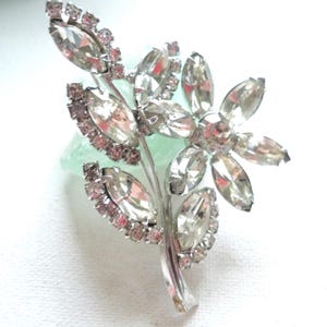 60s brooch - original brooch - rhinestone brooch - clear crystal brooch - collector&#39;s brooch