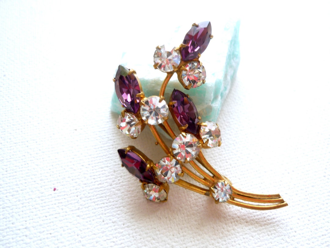 Broche Florale En Métal Cuivre Années 1960/1970 - Occasion - Bijou Vintage