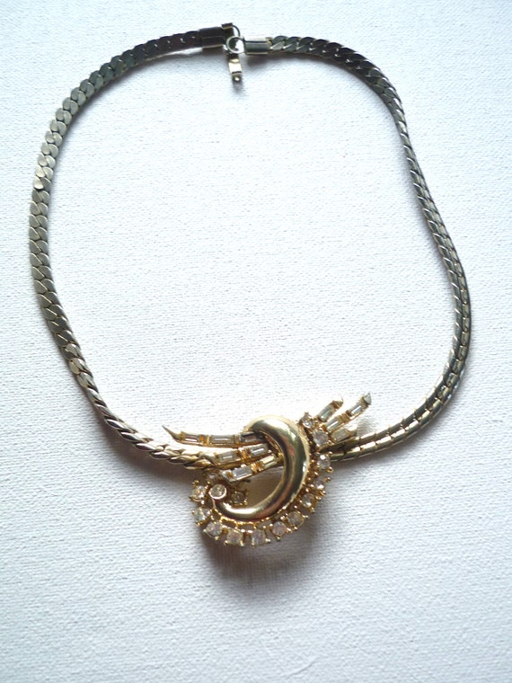 Vintage 60s choker necklace - silver color - one … - image 3