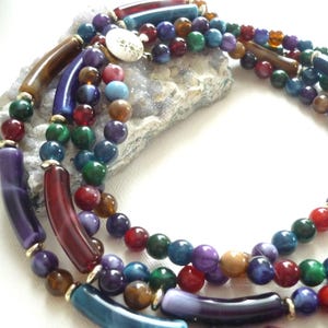 Vintage multi-colored lucite necklace - long two-strand necklace - vintage 1970s necklace - vintage necklace