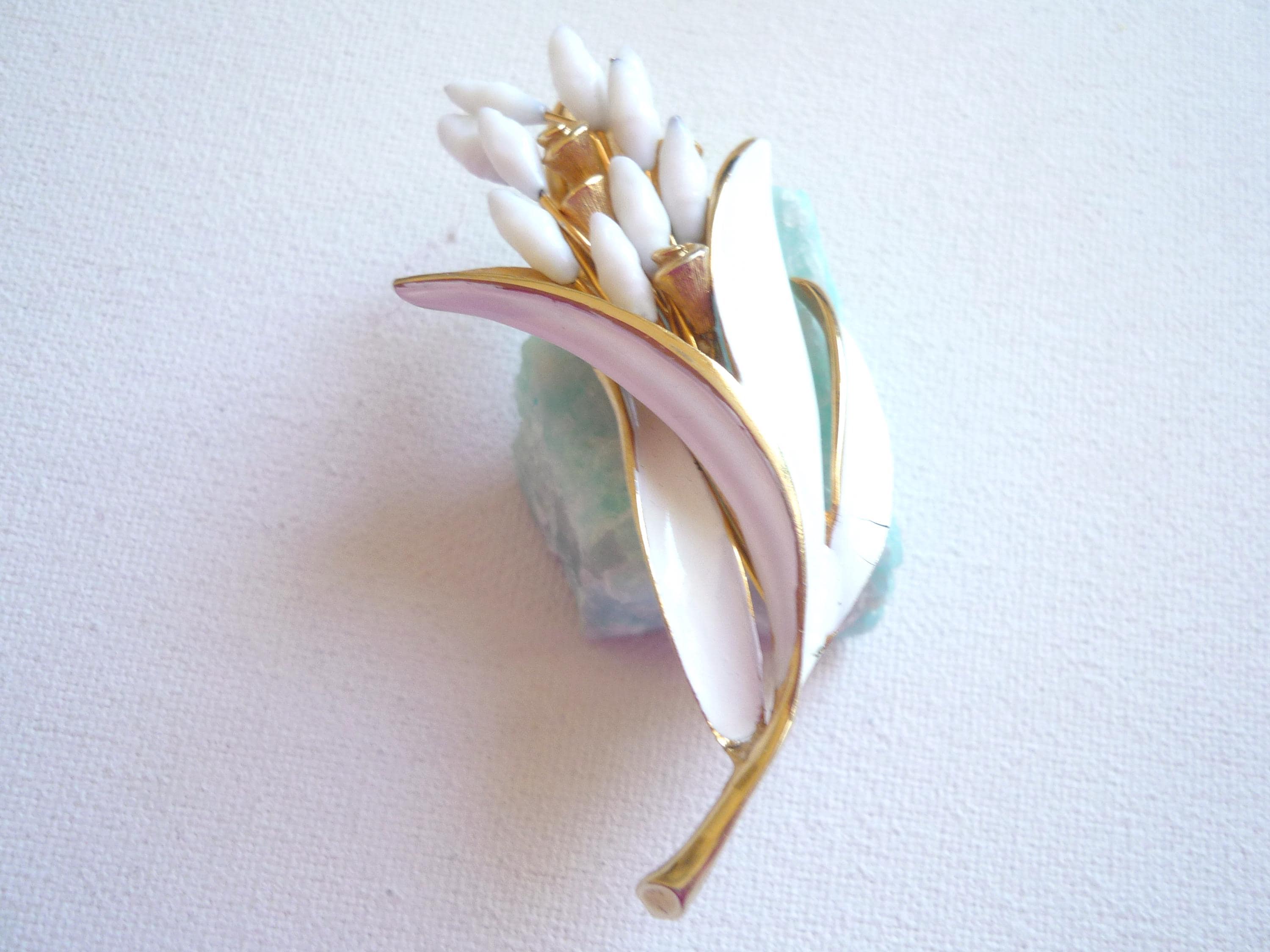 Superbe Broche Ancienne - Pierres Transparentes - Vintage - Bijou Rétro Sans Marque