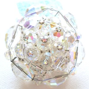 Crystal brooch, flower brooch, 60s brooch