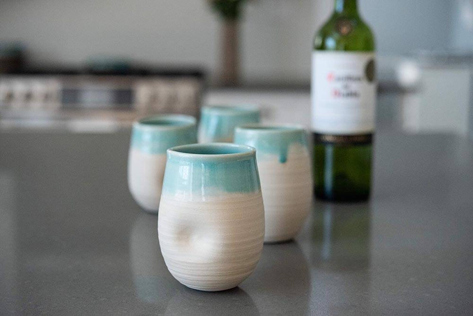 Stemless Wine Glasses With Thumb Divot Etsy
