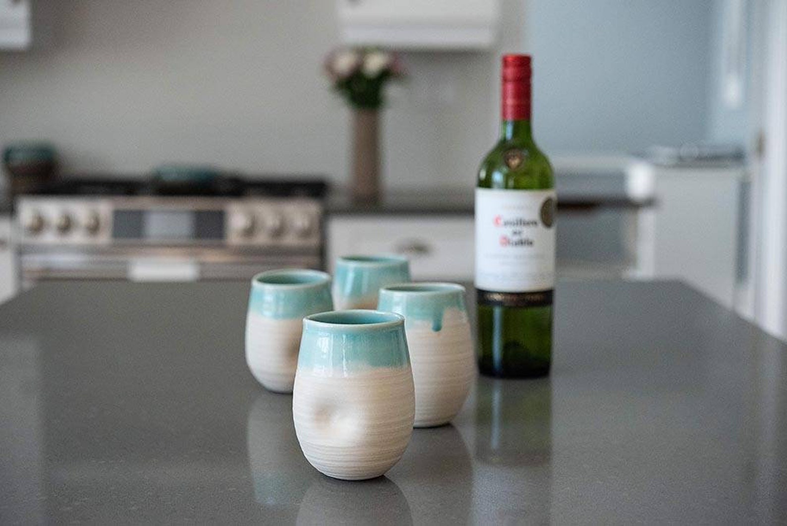 Stemless Wine Glasses With Thumb Divot Etsy