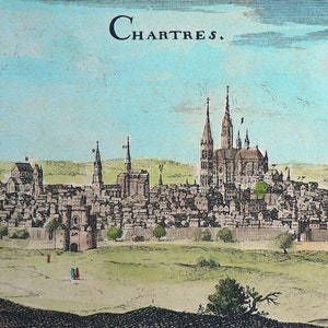 Chartres, Frankrijk - Steden van Europa - Met de hand ingekleurd