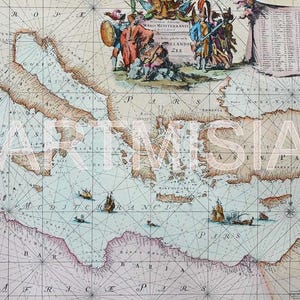 Middellandse Zee III - Antieke stad van Europa - Amsterdam / 1715 - Handgekleurd