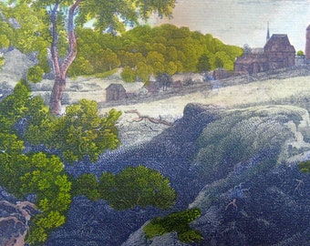 Landscapes of  1600s/1700s III - Hand colored etching