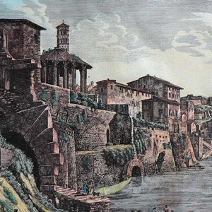 Rome - Cloaca Maxima (Greatest Sewer) - Rossini,Rome,egraving Rome,ancient Rome,Rome etchings,roman empire
