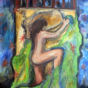 Nights of your skin lovers hand painted lovers bed Nights of your skin woman on the hand painted bed