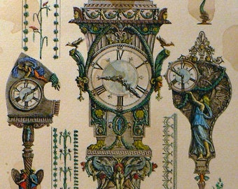 Piranesi / Clock II - Hand colored etching