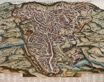 Siena - Siena/Tuscany - Antique Maps of Italy - Hand coloured