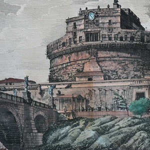Rome, Castel Sant'Angelo , Rossini, Rome,egraving Rome,ancient Rome,Rome etchings,roman empire,