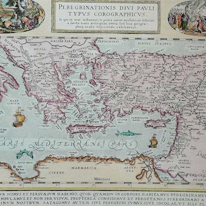 Mittelmeer, Wanderschaft, Griechenland, Italien, Palästina, Türkei, Arabien, antike Landkarte, Römisches Reich, Babylon