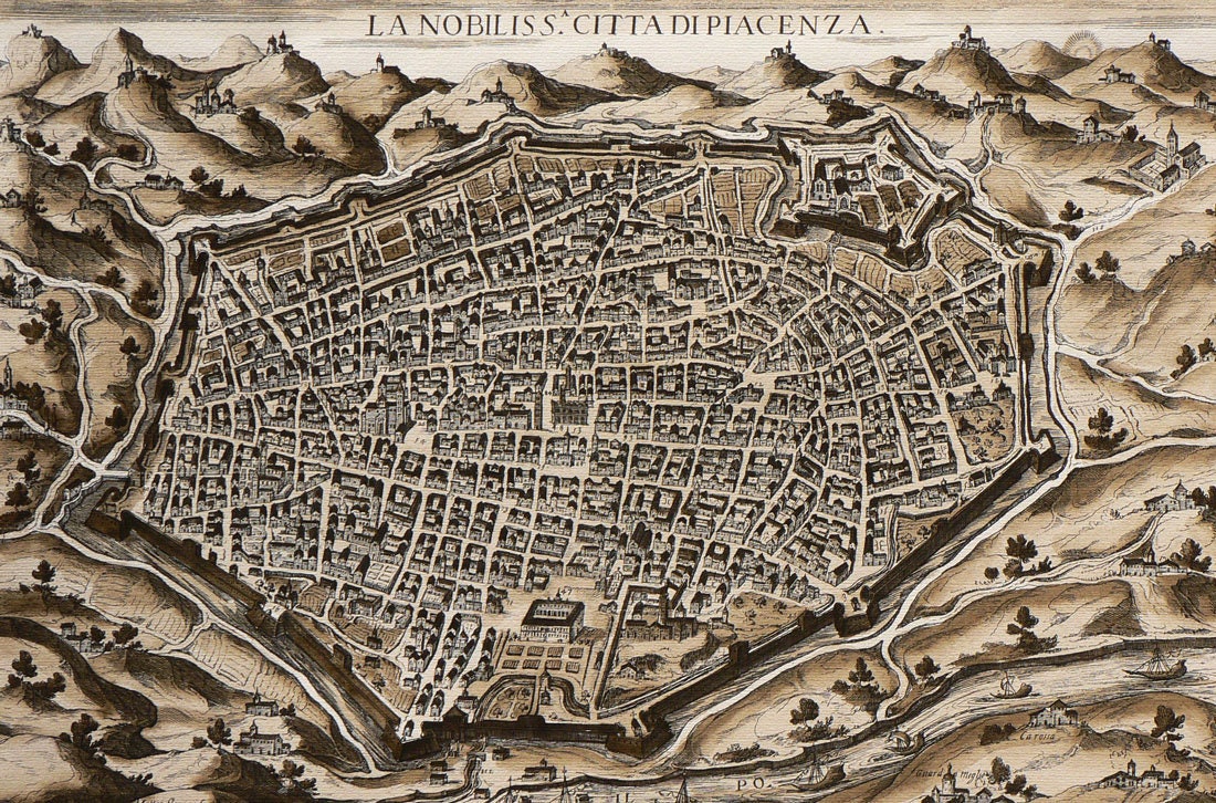 Italy - Piacenza - Ancient city of Europe - Large format - Hand colored