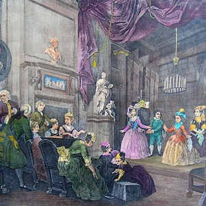 The indian emperor - William Hogarth - Hand colored etching,English painter, engraver, pictorial satirist, editorial cartoonist