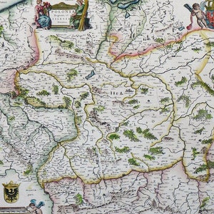 Pologne - Pologne - Cartes antiques - Carte antique du monde - Coloriée à la main