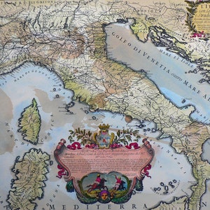 Italie - Italie 1695 - Carte antique de l'Europe - Coloriée à la main