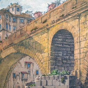 Piranesi - Ponte Fabrizio - „Die römischen Altertümer“, Rom, Kupferstich Rom, antikes Rom, Rom Radierungen, Römisches Reich,