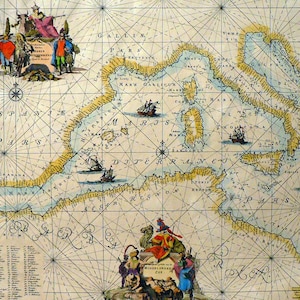 Mittelmeer I - Mare nostrum - Antike Karten handkoloriert