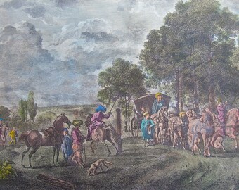 絵画、馬場、1600/1700年代、フランスの風景、フランス、古代フランス、フランスの壁掛けアート、インテリアデザイン、エレガントな壁掛けアート