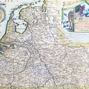 Antike Landkarten - Deutsches Meer - Noor Zee - Antike Weltkarte - Handgefärbt