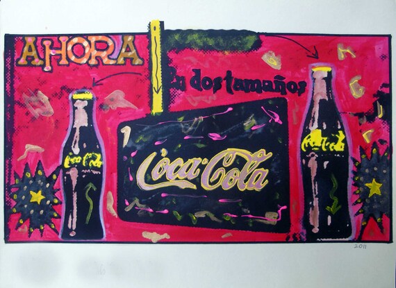 Modern Art - Coca Cola - Mexican Coca Cola Dos Tamanos - Etsy