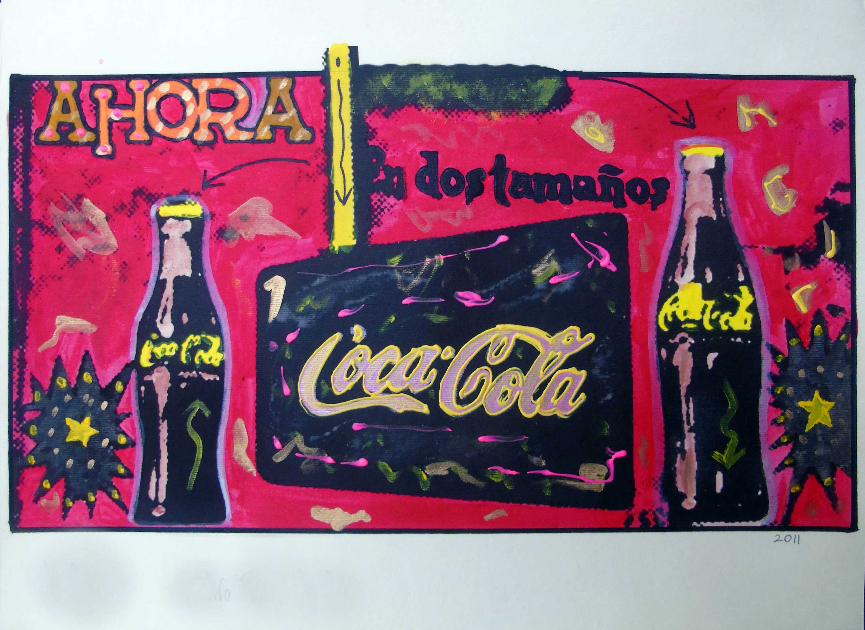 Modern Art - Coca Cola - Mexican Coca Cola Dos Tamanos - Etsy