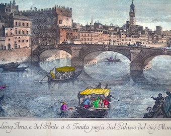 Florence - Italy - Arno River - Hand colored