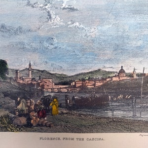 Florence - Cascina - Tuscany - Italian landscape - Hand color etchings